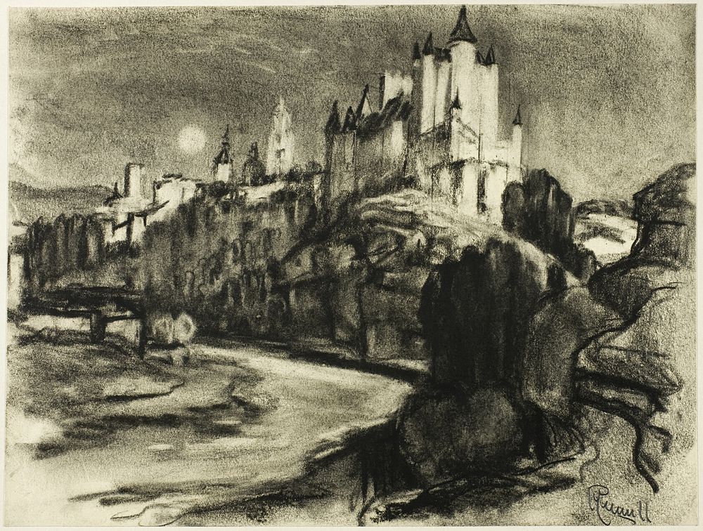 The Alcazar, Segovia by Joseph Pennell