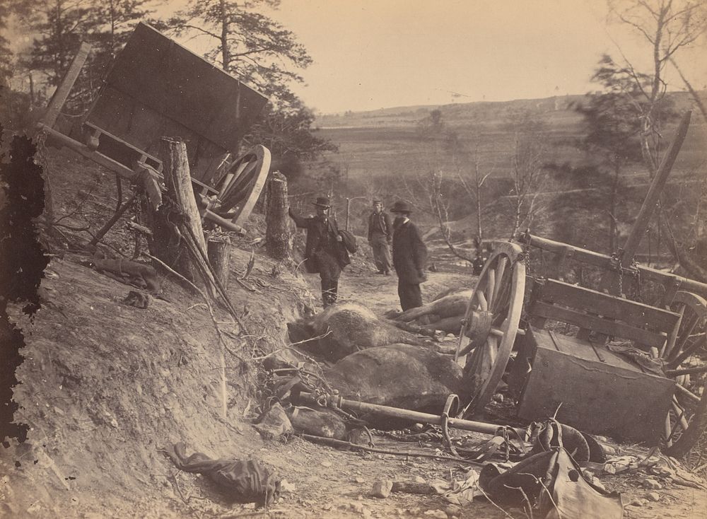 Scene of Battle, Fredericksburg, Virginia [Caissons Destroyed by Federal Shells] by Andrew Joseph Russell