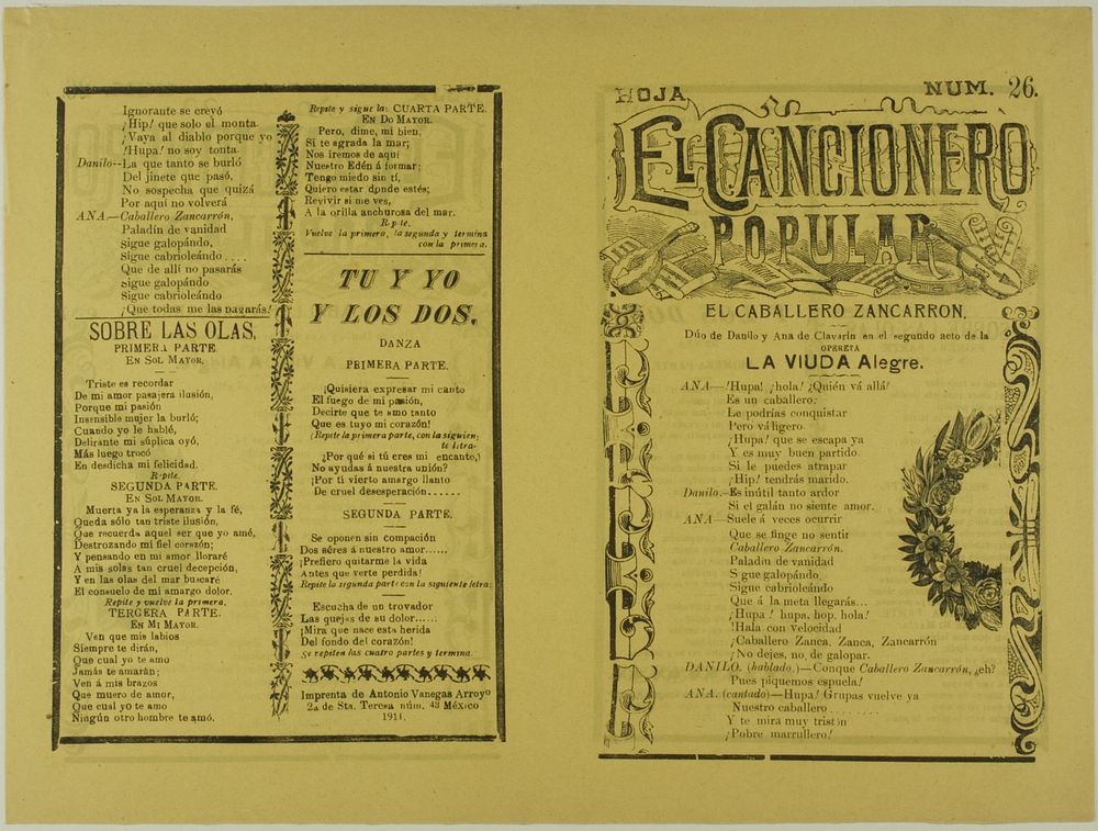 El cancionero popular, hoja num. 26 (The Popular Songbook, Sheet No. 26) by Unknown artist