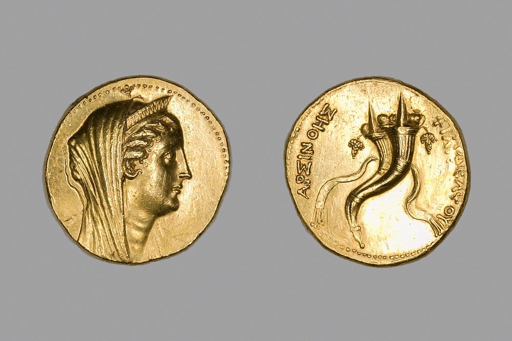 Octadrachm (Coin) Portraying Queen Arsinoe II by Ancient Greek