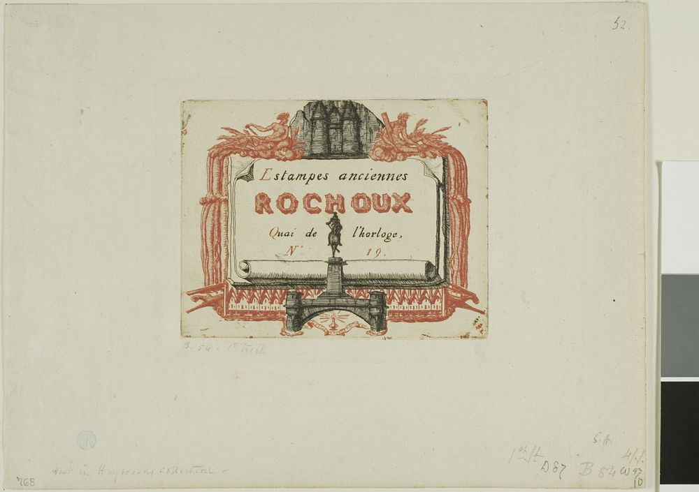 Address-Card of the Printseller, Rochoux by Charles Meryon