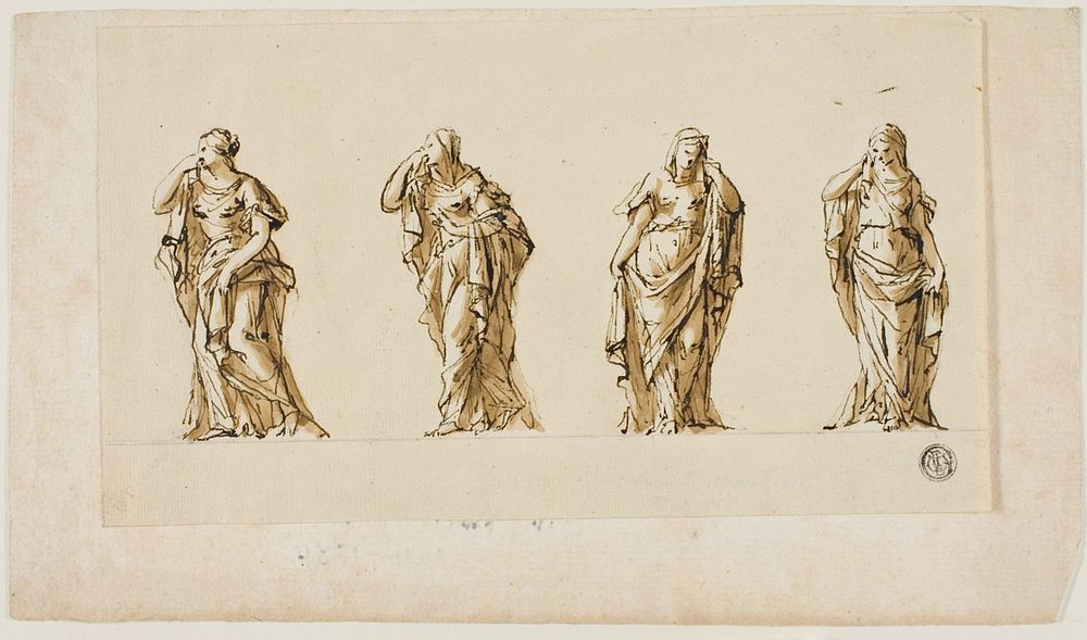 Design for a Funerary Monument: Four Draped Mourning Female Figures by John Michael Rysbrack