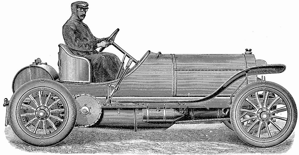 Original: Mercedes-Gordon-Bennet-Wagen mit 120 pferdigem Vierzylindermotor, der von Jenatzy beim Rennen 1905 in der Auvergne…
