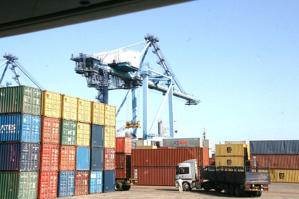 Free cargo containers at USAID East Africa Trade Hub, Mombasa port photo. Original public domain image from Flickr