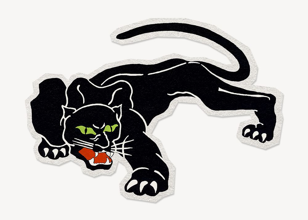 Panther paper element with white border animal