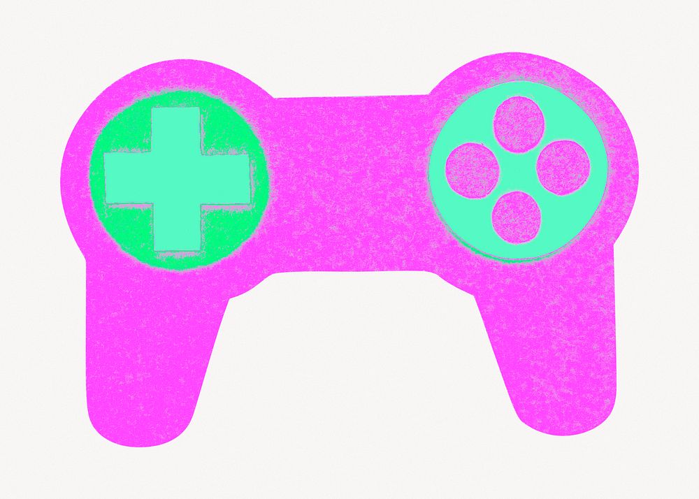 Game console, green & pink collage element