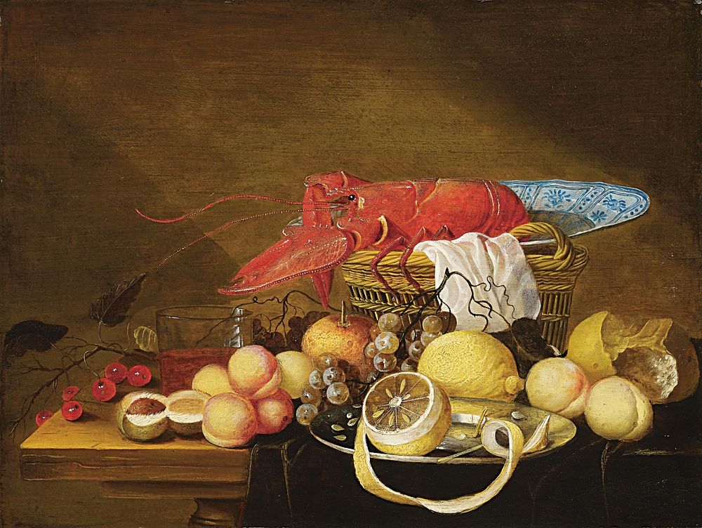 Gilliam Dandoy - Still life with bread and lobster