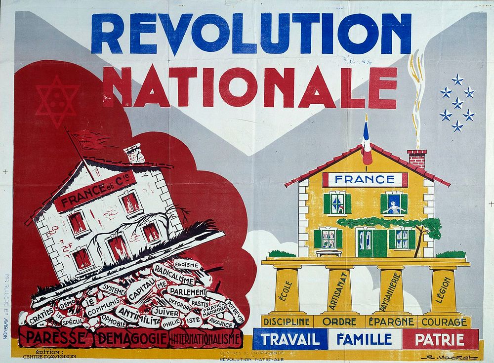 A propaganda poster for the Vichy Regime's 'Revolution Nationale' program.