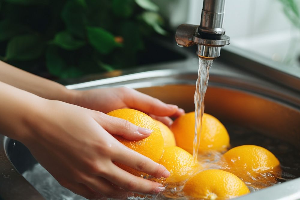Fruit orange food hand washing. AI generated Image by rawpixel.
