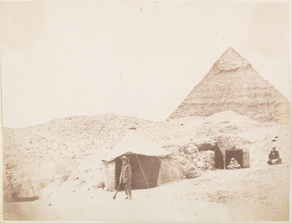 [The Photographer before his Tent on the Site of the Pyramid of Khafre (Chephren)]