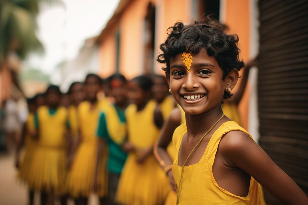 Sri lankan celebrating child smile togetherness. AI generated Image by rawpixel.