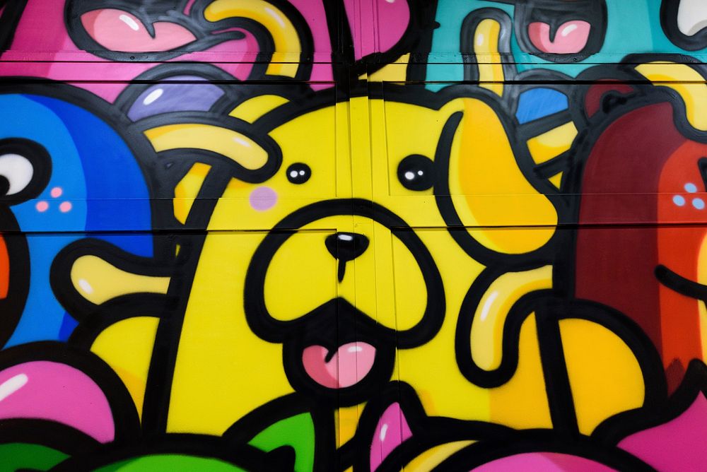 Colorful Dog Graffiti. Location unknown, date unknown 