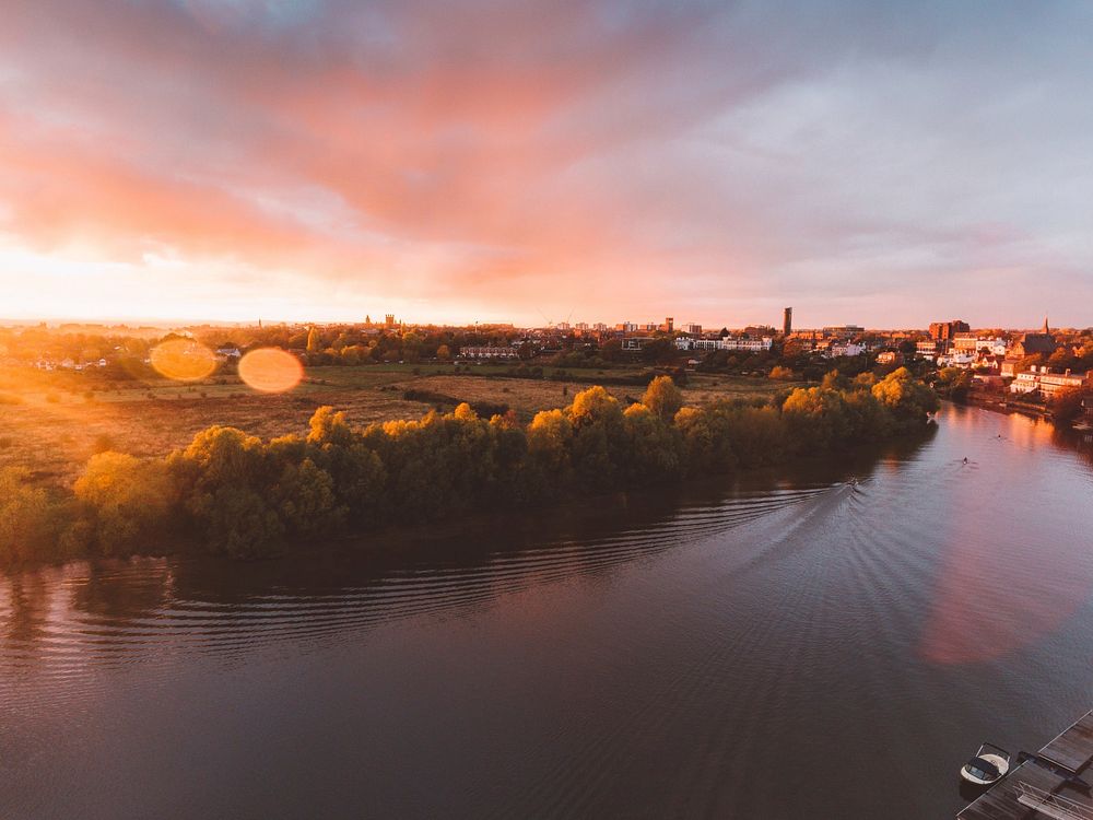 Free sunset over river photo, public domain nature CC0 image.