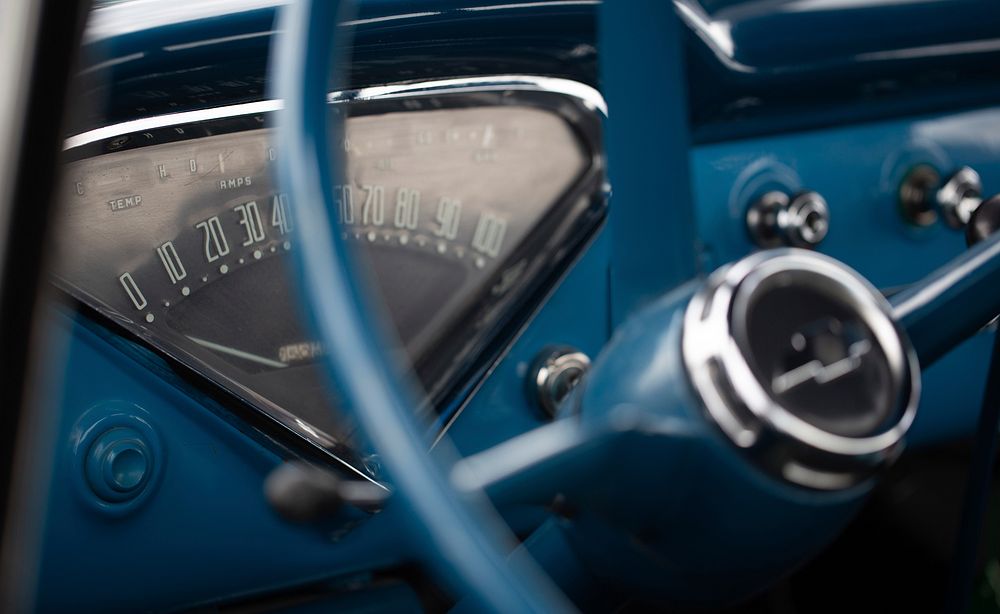 Free vintage car interior design image, public domain car CC0 photo.