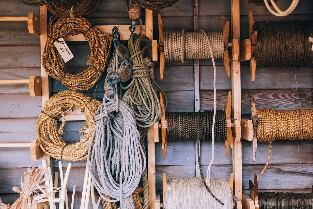 Spools of rope for DIY craft projects, free public domain CC0 image. 