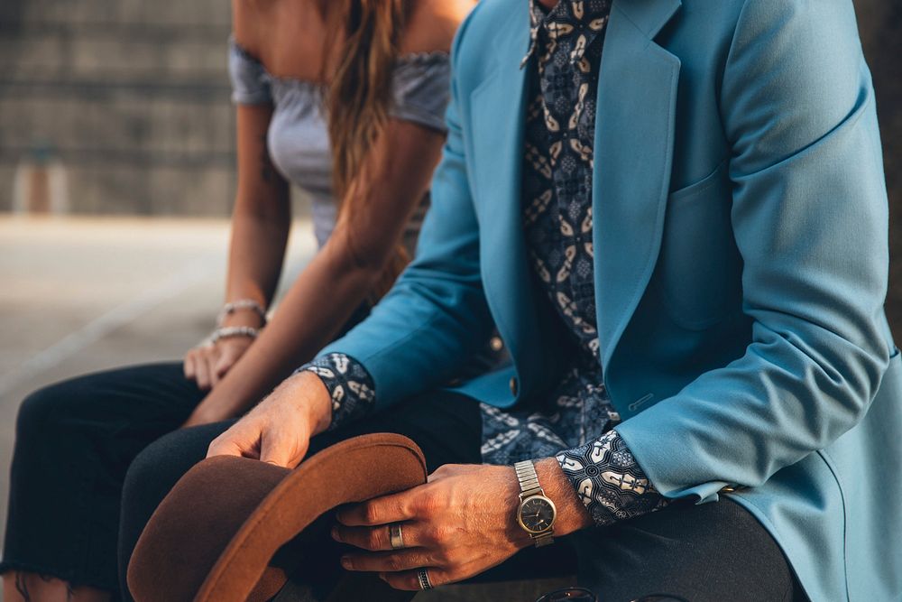 Free young stylish couple holding hands image, public domain CC0 photo.