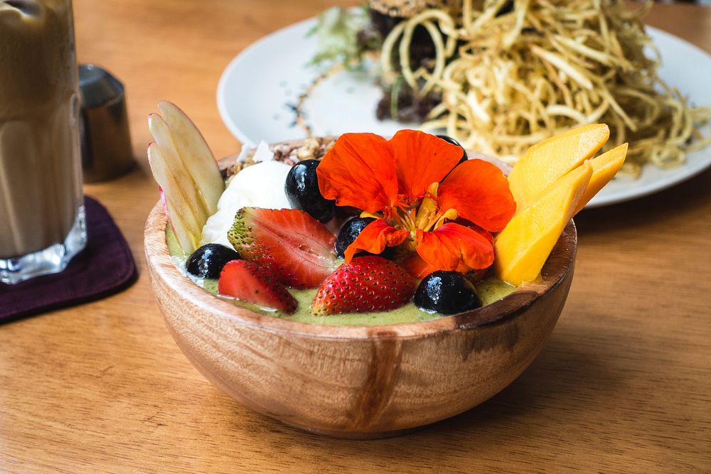 Free healthy smoothie bowl with fruits image, public domain food CC0 photo.