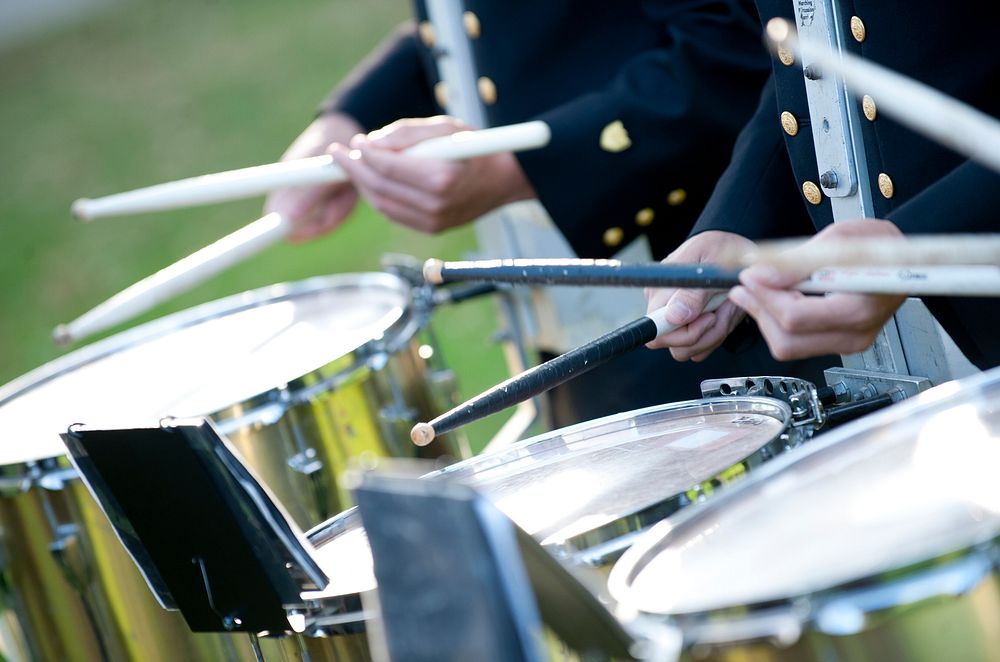 Cadets playing drums. Original public domain image from Flickr