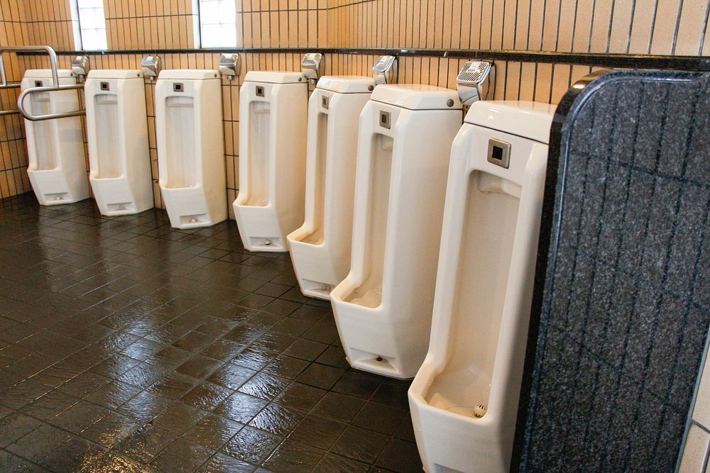 Urinals in men's bathroom. Free public domain CC0 photo.