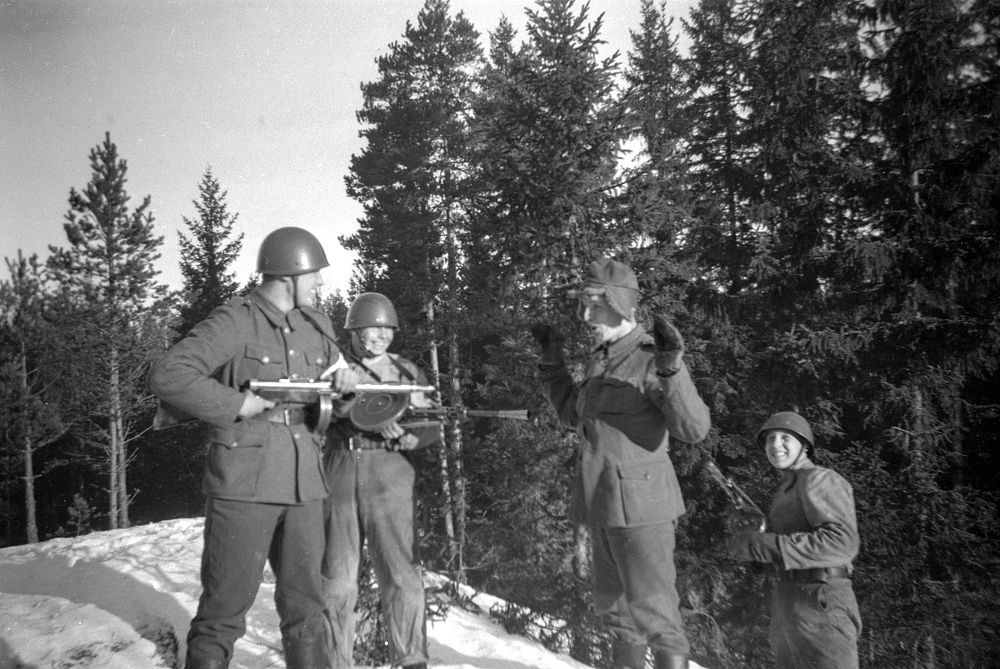 Prisoner taken during a training exercise, Finnish Defence Forces in 1953, Finland, April 15, 2015.