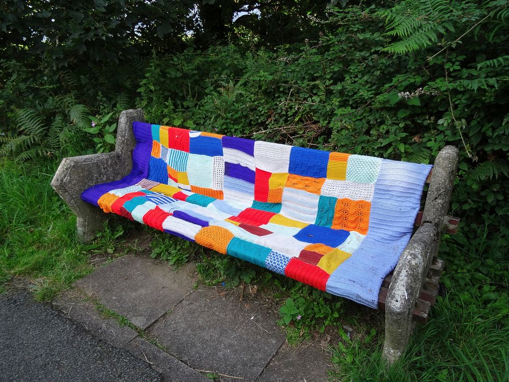 Blanket on bench. Free public domain CC0 photo.