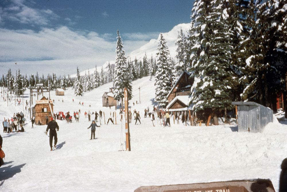 people enjoyed playing ski in winter, Original public domain image from Flickr