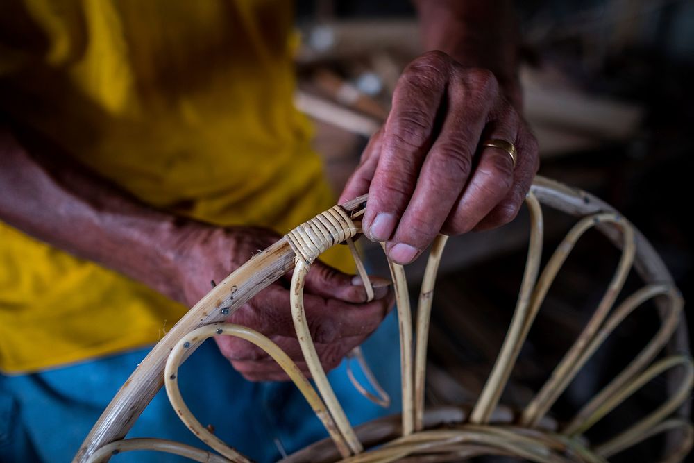 Worker weaving rattan goods, agriculture life. Free public domain CC0 photo.