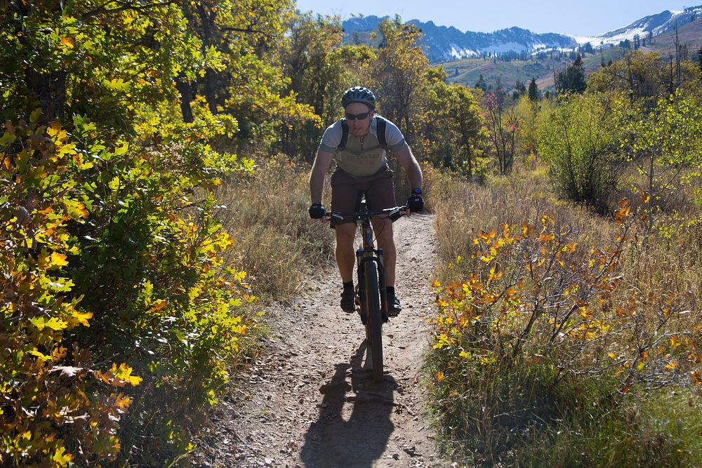 Mtn Biking Green Pond Trail in the fall, Uinta-Wasatch-Cache National Forest. Credit: US Forest Service. Original public…
