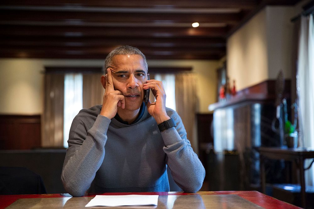 President Barack Obama talks on the phone with FEMA Administrator Craig Fugate to receive an update on Hurricane Matthew…