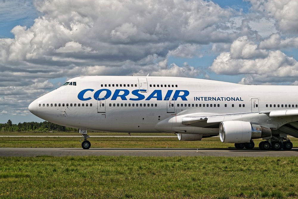 Corsair F-GTUI - Boeing 747-400, A&eacute;roport de Bordeaux-M&eacute;rignac LFBD Airport (BOD), 29/04/2019. 
