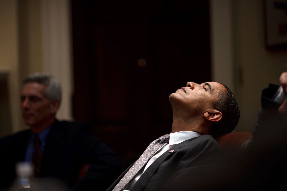 President Barack Obama during a budget meeting in the Roosevelt Room of the White House, Jan. 29, 2009.