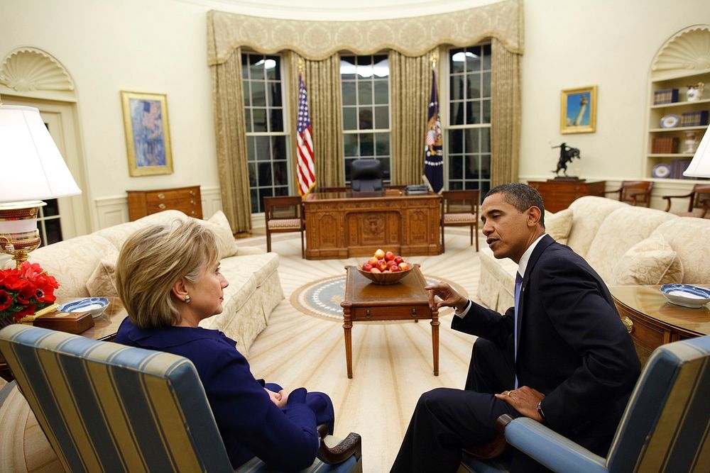 President Barack Obama meets with Secretary of State Hillary Clinton in the Oval Office shortly after she was confirmed and…