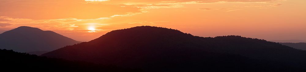 Sunrise panorama, mountain range. Free public domain CC0 photo.