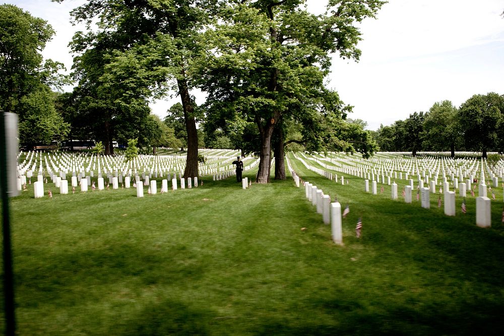 A Marine stands guard in Arlington National Cemetery on Memorial Day in Arlington, Va., May 25, 2009.