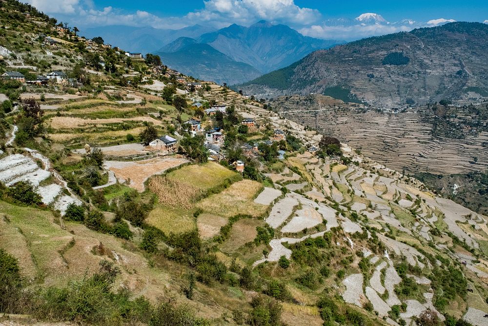 Nepal hillside background, farming and agriculture photo. Free public domain CC0 image.