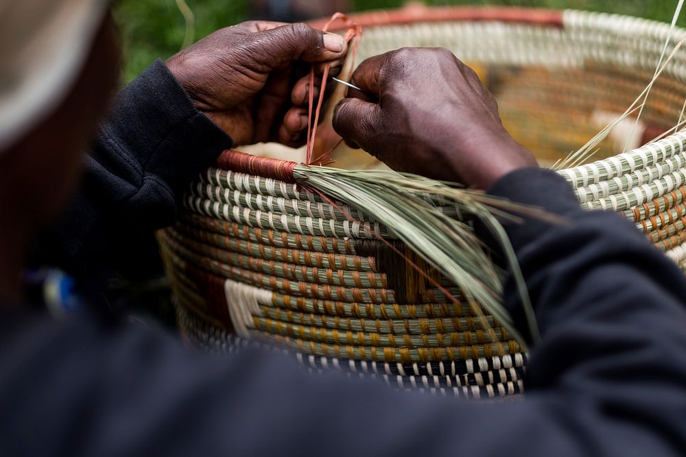 Worker weaving rattan goods, agriculture life. Free public domain CC0 photo.