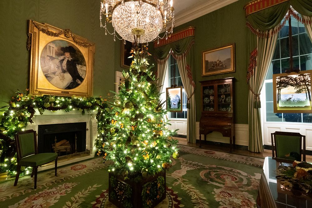 2020 White House Christmas, The Green Room of the White House is seen decorated for the Christmas season Sunday, Nov. 29…