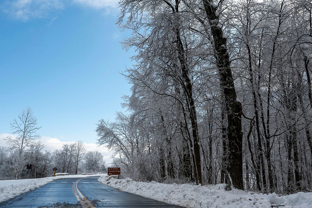 Road, winter landscape. Free public domain CC0 photo.