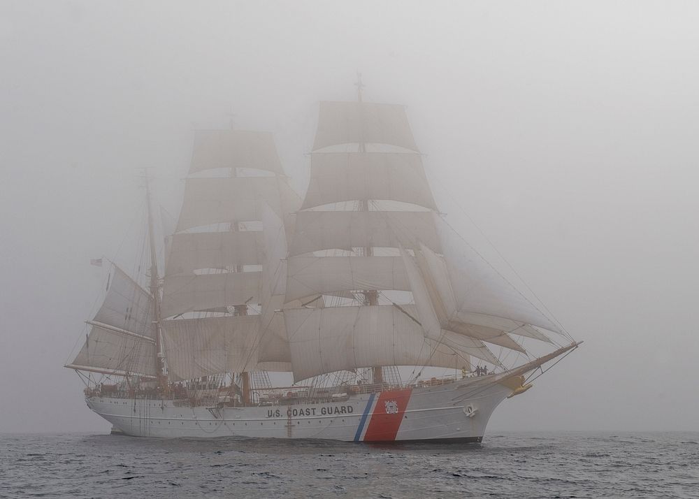 120717-G-TG089-114CGC Eagle summer training cruiseThe Coast Guard Cutter Eagle sails through dense fog, Tuesday, July 17…