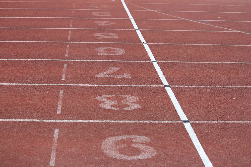 Running line with number for shool sport day. Original public domain image from Flickr