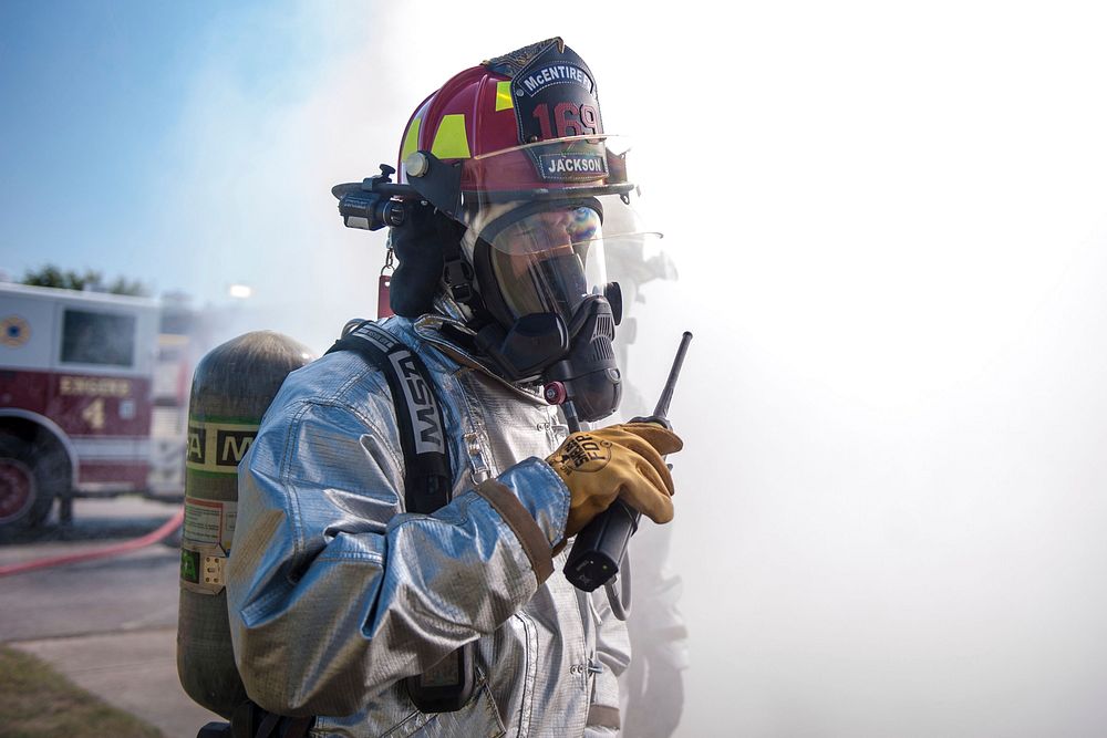 U.S. Air Force Staff Sgt. Mickey Jackson, a firefighter assigned to the 169th Civil Engineer Squadron at McEntire Joint…