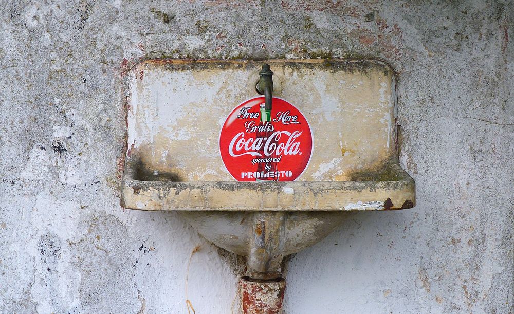 coca cola down bathroom sink
