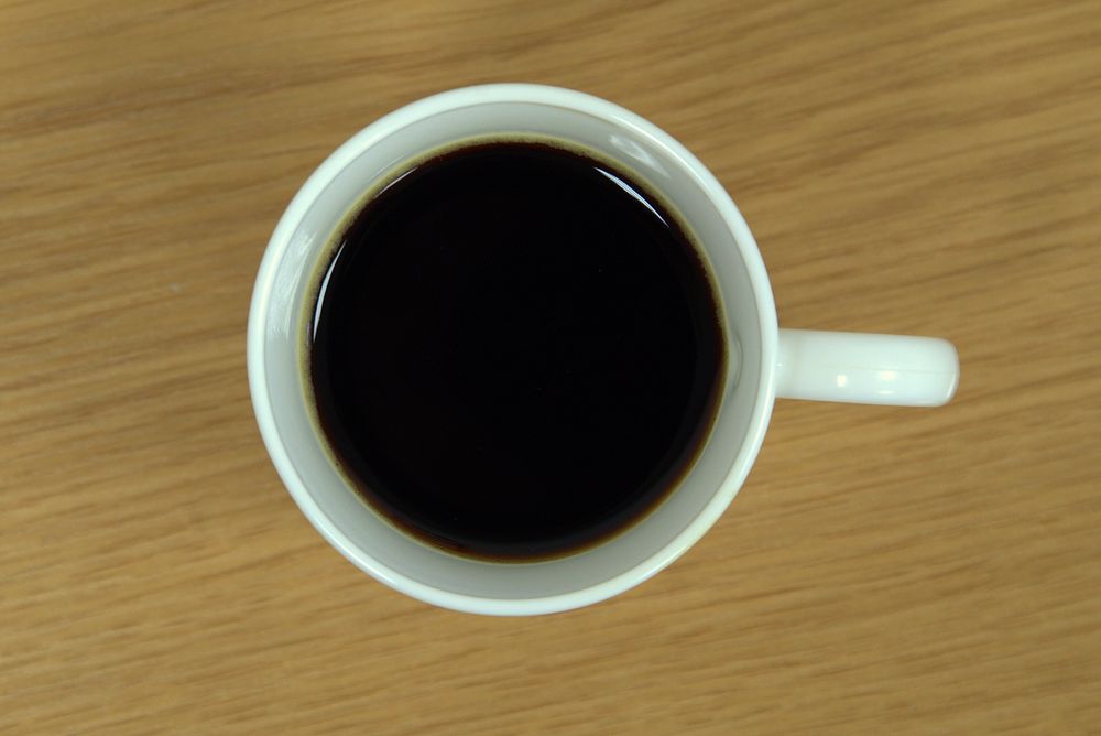 Black coffee, flat lay view. Free public domain CC0 image