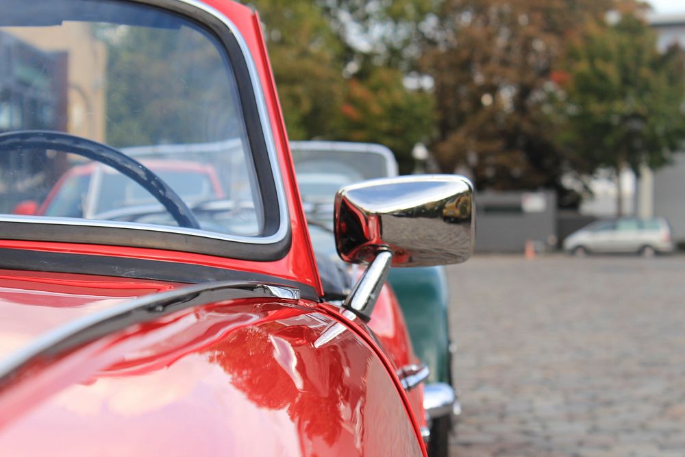 Red convertible front. Free public domain CC0 photo.