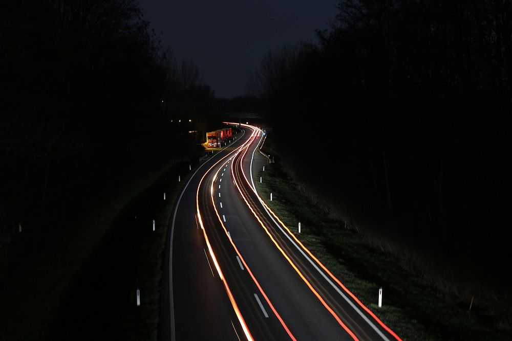 Highway at night photo. Free public domain CC0 image.