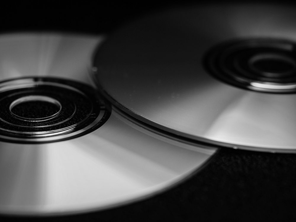 CD disks close up. Free public domain CC0 photo.