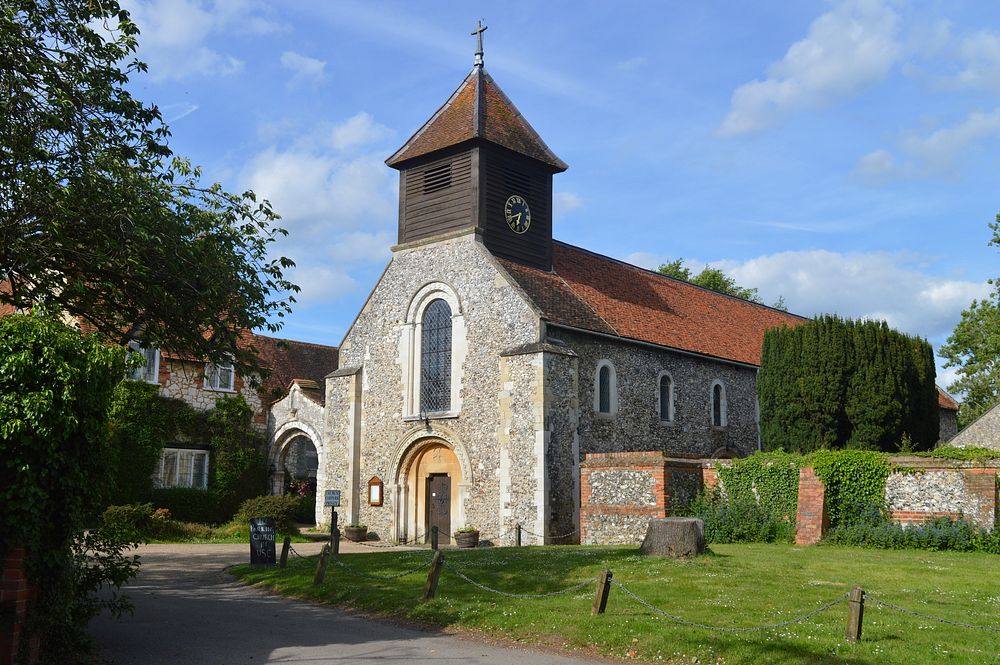 Vintage church building in a countryside. Free public domain CC0 image.