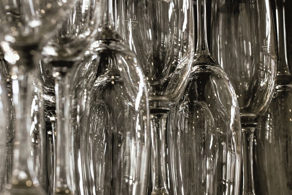 Empty wine glasses. Free public domain CC0 photo.