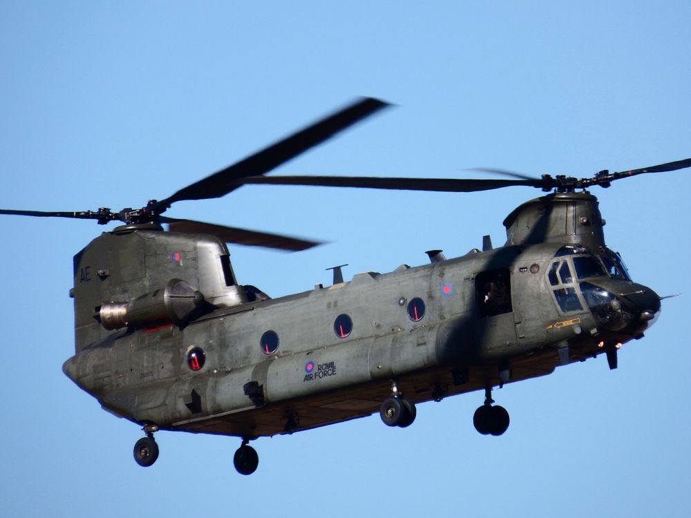 Chinook helicopter flying. Free public domain CC0 photo.