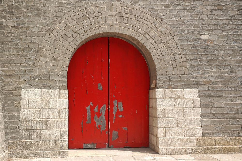 Red wooden door. Free public domain CC0 image.